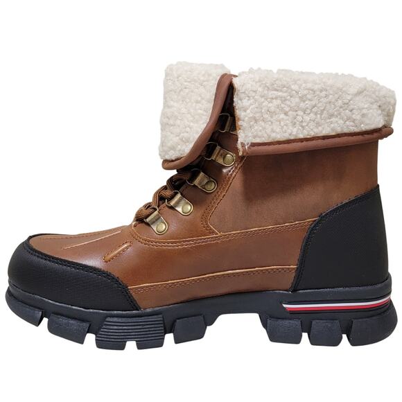 Tommy Hilfiger Men Idan Faux Shearling Duck Boots Size US 9M Medium Brown